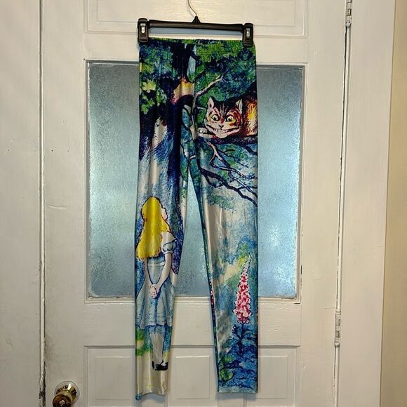 Women’s Multicolor Alice in Wonderland Cheshire Cat Patterned Leggings Size OS - Picture 1 of 5